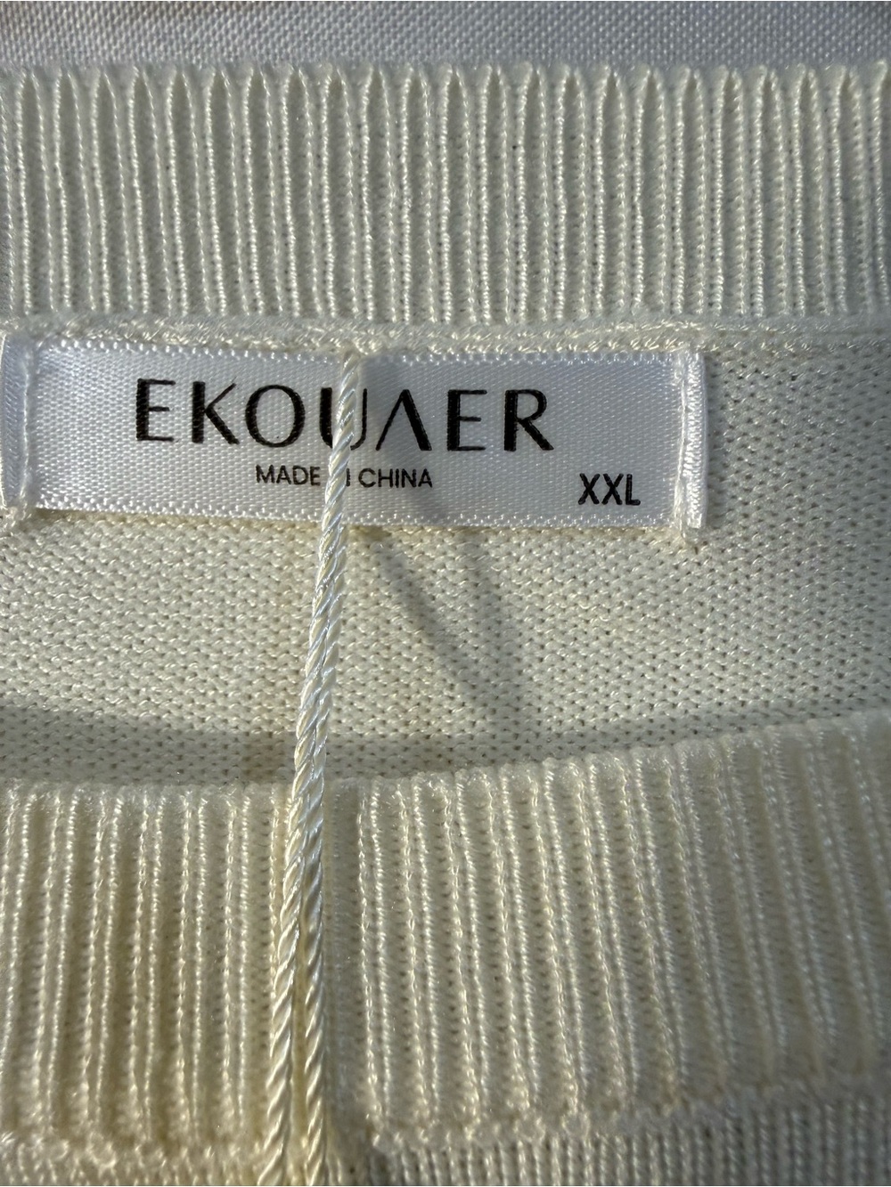 Ekouaer NWT 2X White Cream Knit Lounge Set Wide Leg Pants Matching 2 Piece - Picture 6 of 9